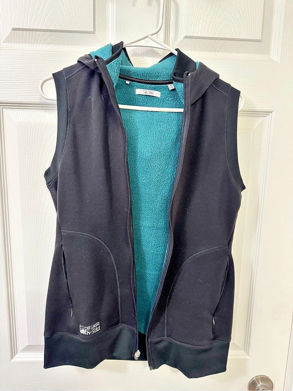 Adidas Black Hooded Fleece Lined Athletic Vest - Women’s Medium
